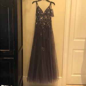 JOVANI! Charcoal with colorful beading. Stunning!